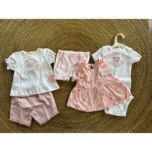 9 Month NWT 5 piece Bundle Set Pink Shorts Dress Top Tshirt Bodysuit Bloomers